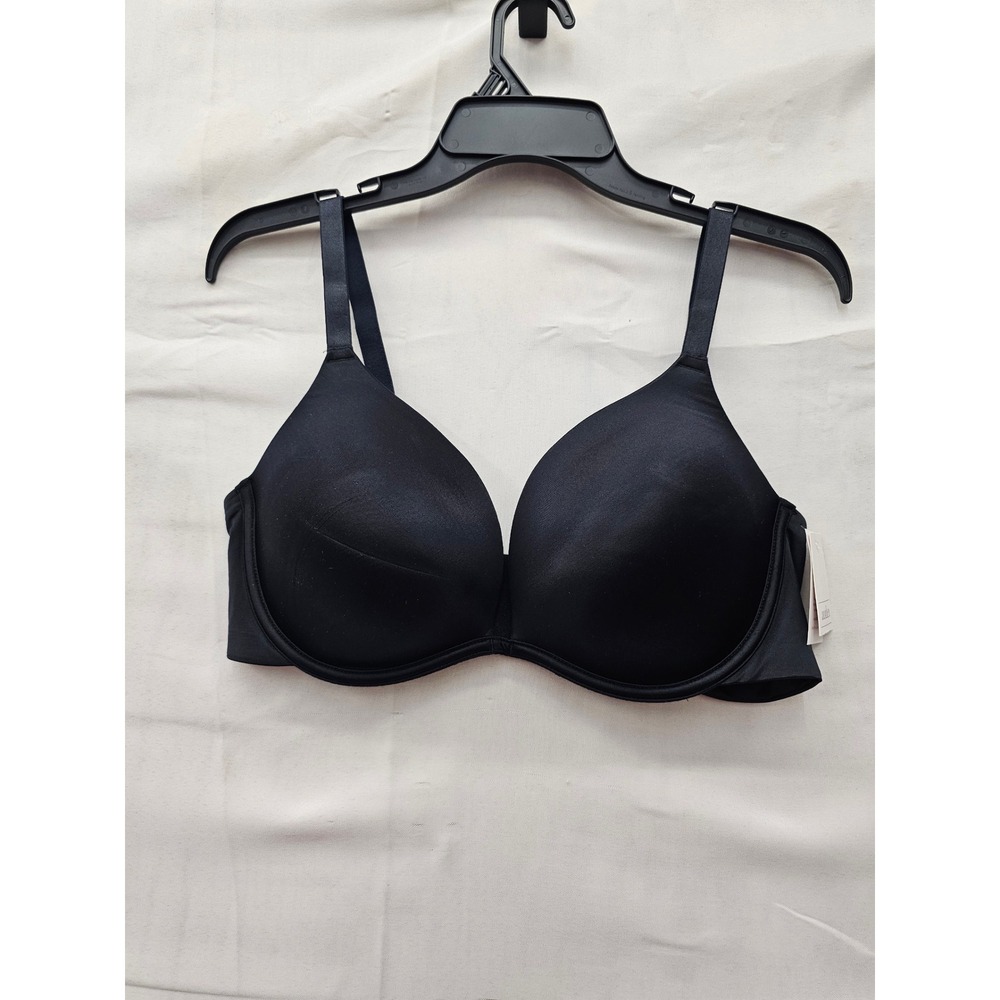 Auden Womens Super Push Up Plunge Underwire Bra Black Nylon Blend Size 38D